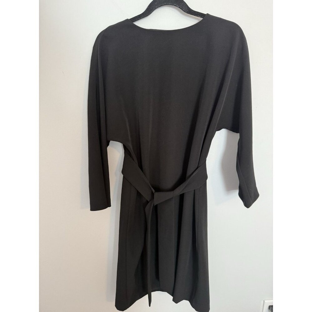 Roz & Ali Dress L Black Minimalist W/Wide Tie At Waist L